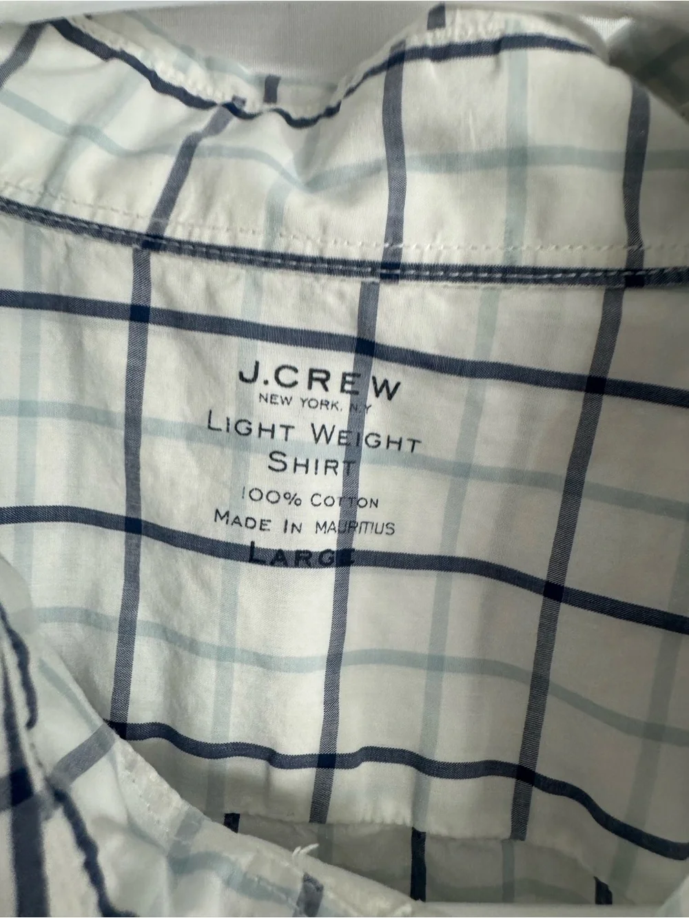 J. Crew White Shirt with Navy‎ Windowpane Check - Men's Casual Button-Down